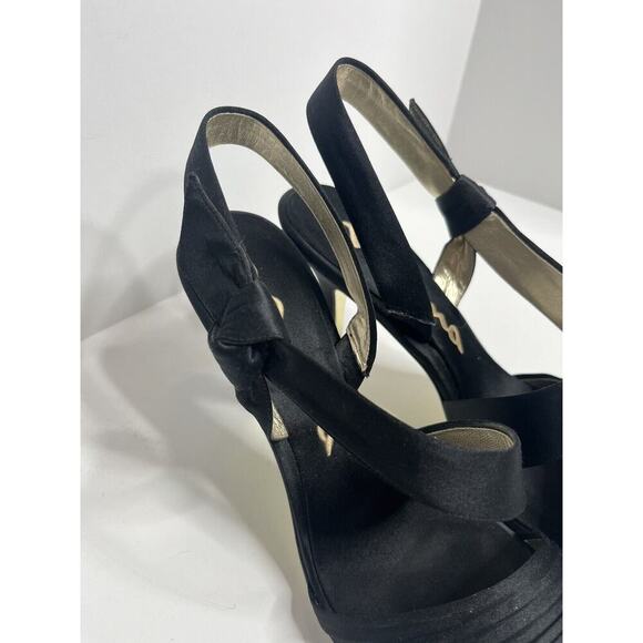Black NINA Sz 10 M Satin Heels Strappy Excellent Condition EU40 Wedding Classy - Picture 6 of 7